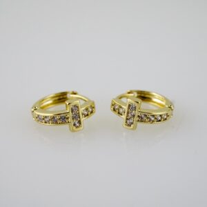 E2578 Earrings - Aretes - Zircon Stone - 14K Real Color