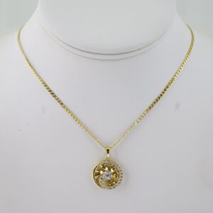 SET1801 Cadenas & Colgantes - Chain - Pendants - Zircon Stone - 14K Real Color - 2mmX45cm