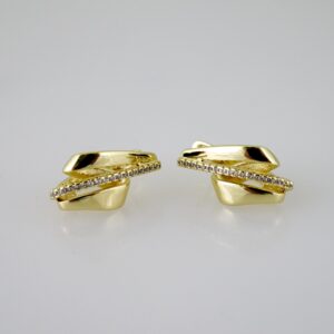 E2585 Earrings - Aretes - Zircon Stone - 14K Real Color