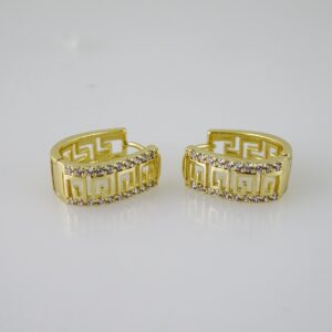 E2593 Earrings - Aretes - Zircon Stone - 14K Real Color