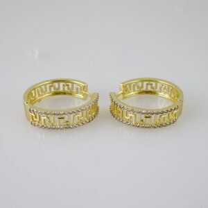 E2595 Earrings - Aretes - Zircon Stone - 14K Real Color