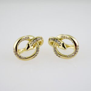 E2604 Earrings - Aretes - Zircon Stone - 14K Real Color