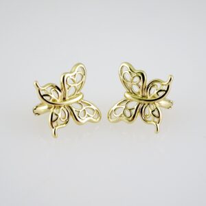E2607 Earrings - Aretes - Plain - 14K Real Color