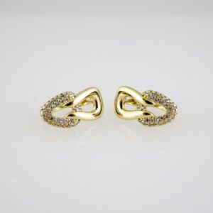 E2608 Earrings - Aretes - Zircon Stone - 14K Real Color