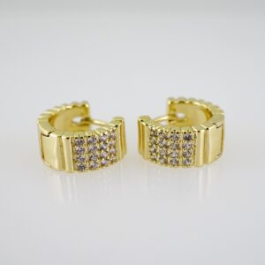 E2612 Earrings - Aretes - Zircon Stone - 14K Real Color