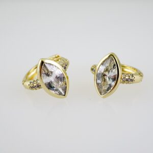 E2615 Earrings - Aretes - Zircon Stone - 14K Real Color