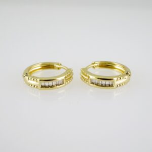 E2618 Earrings - Aretes - Zircon Stone - 14K Real Color