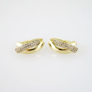 E2621 Earrings - Aretes - Zircon Stone - 14K Real Color