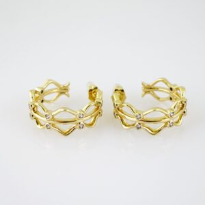 E2625 Earrings - Aretes - Zircon Stone - 14K Real Color