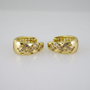 E2633 Earrings - Aretes - Zircon Stone - 14K Real Color