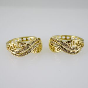 E2638 Earrings - Aretes - Zircon Stone - 14K Real Color