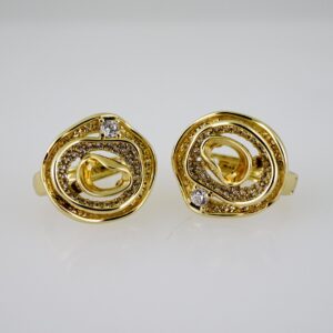 E2643 Earrings - Aretes - Zircon Stone - 14K Real Color