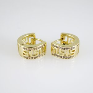 E2663 Earrings - Aretes - Zircon Stone - 14K Real Color