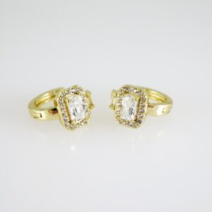 E2665 Earrings - Aretes - Zircon Stone - 14K Real Color