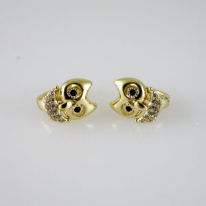 E2687 Earrings - Aretes - Zircon Stone - 14K Real Color