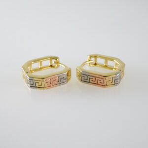 E2670 Earrings - Aretes - Three Tone - Plain