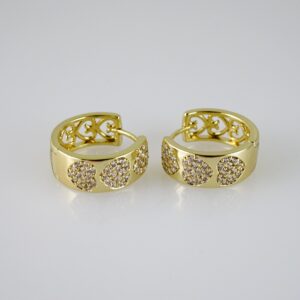 E2695 Earrings - Aretes - Zircon Stone - 14K Real Color