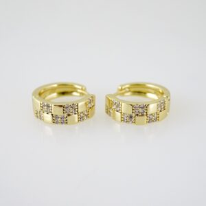 E2682 Earrings - Aretes - Zircon Stone - 14K Real Color