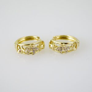 E2697 Earrings - Aretes - Zircon Stone - 14K Real Color