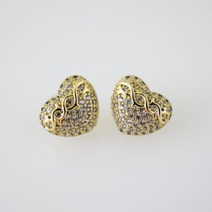E2698 Earrings - Aretes - Zircon Stone - 14K Real Color