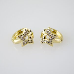 E2700 Earrings - Aretes - Zircon Stone - 14K Real Color