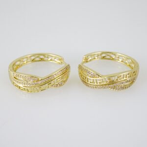 E2708 Earrings - Aretes - Zircon Stone - 14K Real Color