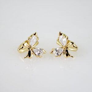 E2717 Earrings - Aretes - Zircon Stone - 14K Real Color
