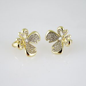 E2720 Earrings - Aretes - Zircon Stone - 14K Real Color