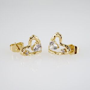 E2730 Earrings - Aretes - Zircon Stone - 14K Real Color