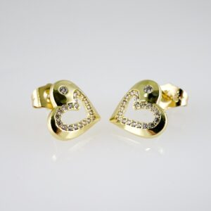E2733 Earrings - Aretes - Zircon Stone - 14K Real Color