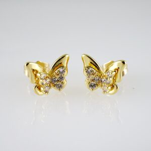 E2734 Earrings - Aretes - Zircon Stone - 14K Real Color