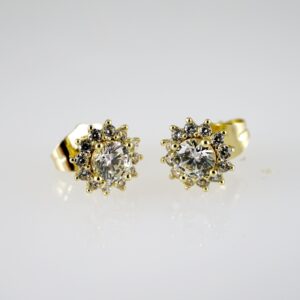 E2738 Earrings - Aretes - Zircon Stone - 14K Real Color