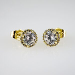 E2739 Earrings - Aretes - Zircon Stone - 14K Real Color
