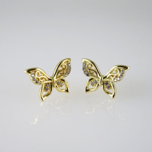E2742 Earrings - Aretes - Zircon Stone - 14K Real Color