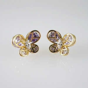 E2745 Earrings - Aretes - Zircon Stone - 14K Real Color