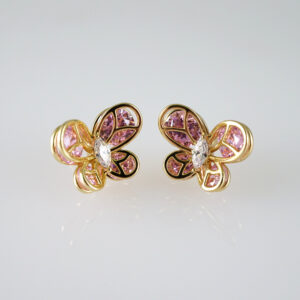 E2747 Earrings - Aretes - Zircon Stone - 14K Real Color