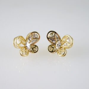 E2750 Earrings - Aretes - Zircon Stone - 14K Real Color