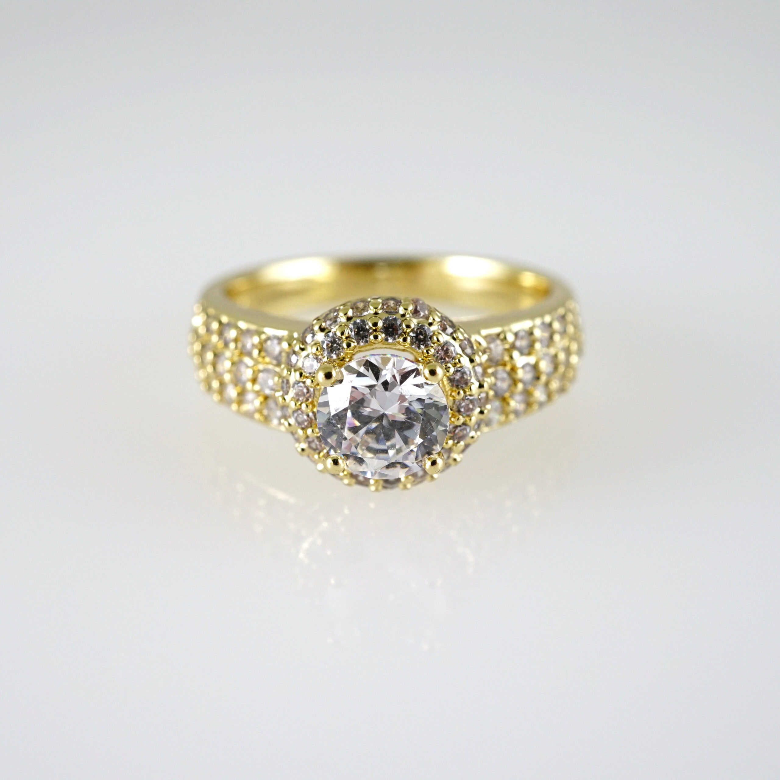 R876 RING - ANILLO - Zircon Stone - 14K Real Color