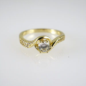 R881 RING - ANILLO - Zircon Stone - 14K Real Color