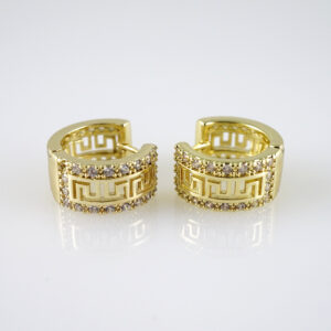 E2758 Earrings - Aretes - Zircon Stone - 14K Real Color