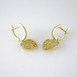 E2801 Earrings - Aretes - Zircon Stone - 14K Real Color