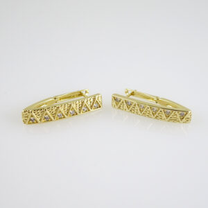 E2816 Earrings - Aretes - Zircon Stone - 14K Real Color