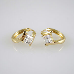 E2859 Earrings - Aretes - Zircon Stone - 14K Real Color