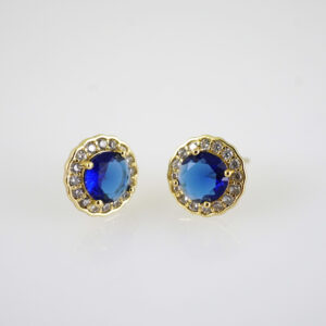 E2862 Earrings - Aretes - Zircon Stone - 14K Real Color