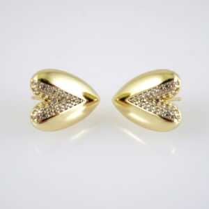 E2863 Earrings - Aretes - Zircon Stone - 14K Real Color