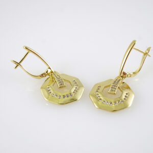 E2868 Earrings - Aretes - Zircon Stone - 14K Real Color
