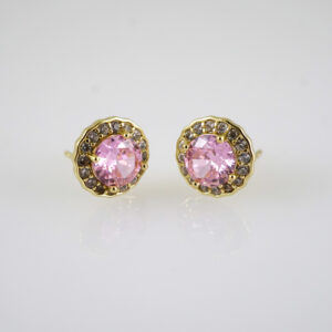 E2840 Earrings - Aretes - Zircon Stone - 14K Real Color