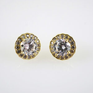 E2848 Earrings - Aretes - Zircon Stone - 14K Real Color
