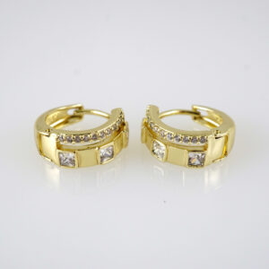 E2872 Earrings - Aretes - Zircon Stone - 14K Real Color