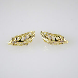 E2873 Earrings - Aretes - Zircon Stone - 14K Real Color